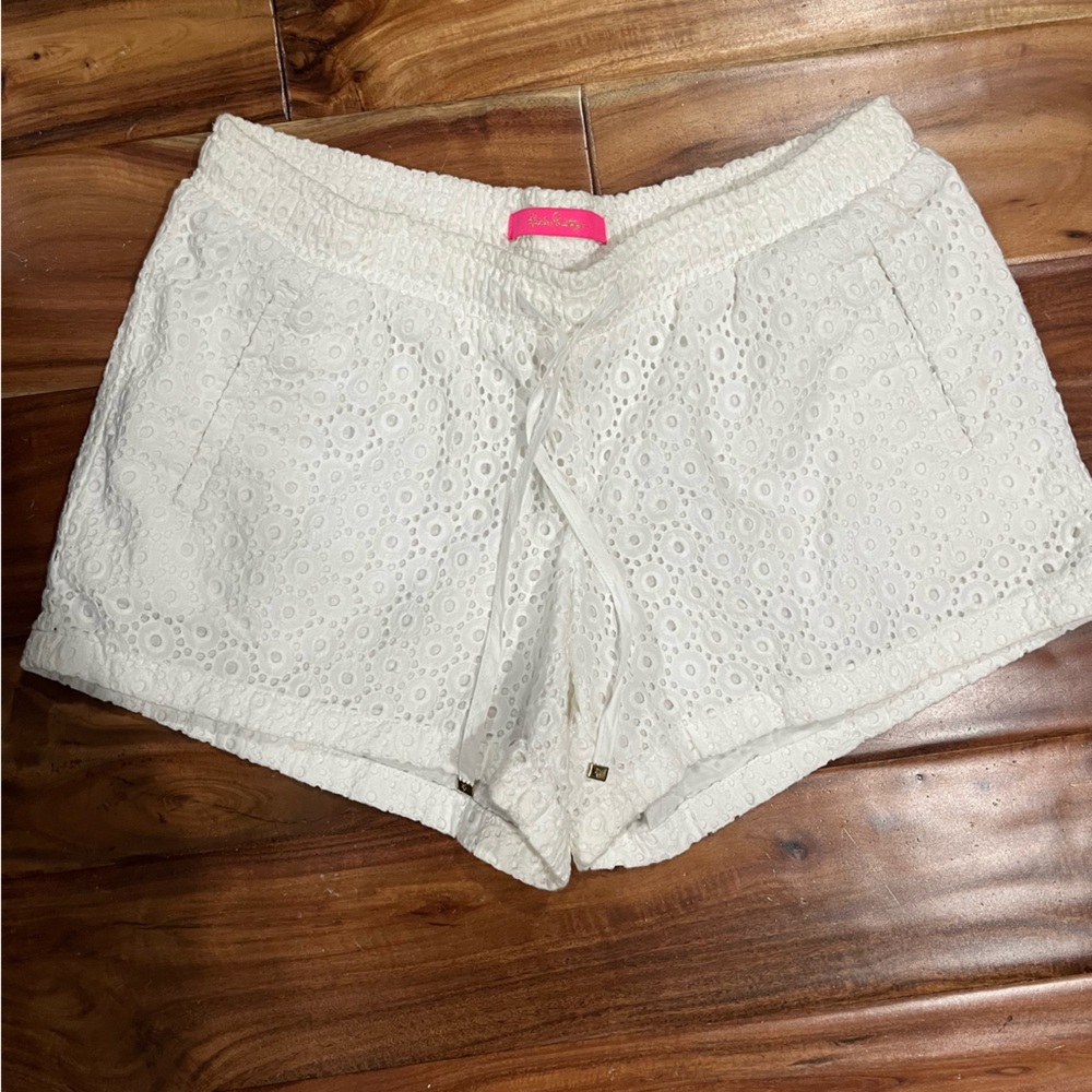 Women's White Eyelet Shorts